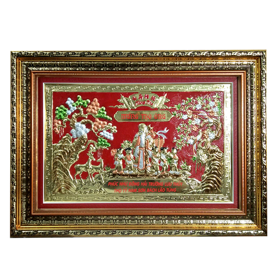 Tranh đồng Mừng Thọ Ông  - Tôn Đản  HP  (76  x 106  cm)