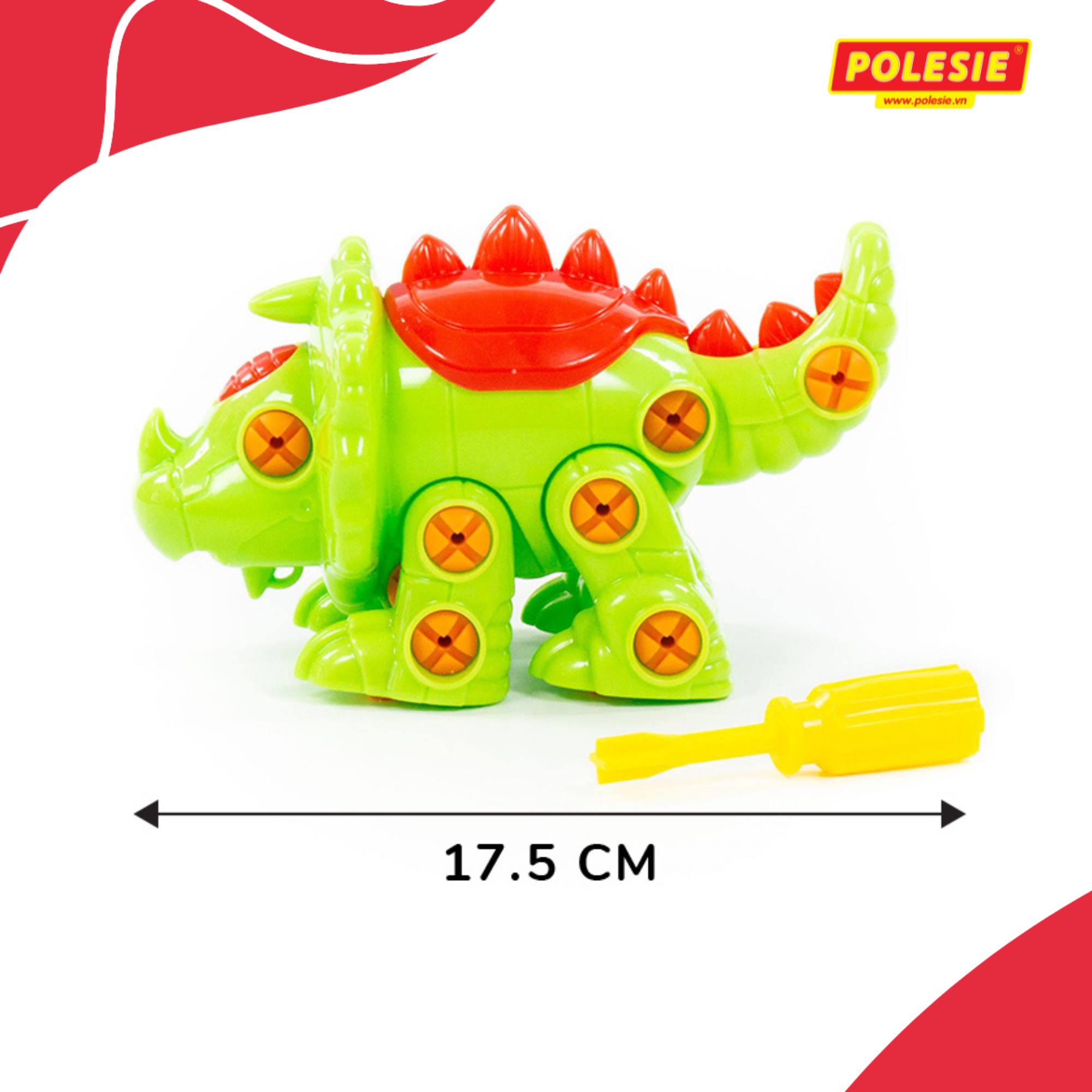 Bộ Đồ Chơi Lắp Ráp Khủng Long 3 Sừng Triceratops 32 chi tiết, Đồ Chơi Giáo Dục, An Toàn, Phát Triển Tư Duy Sáng Tạo Cho Bé - Polesie Toys 76717