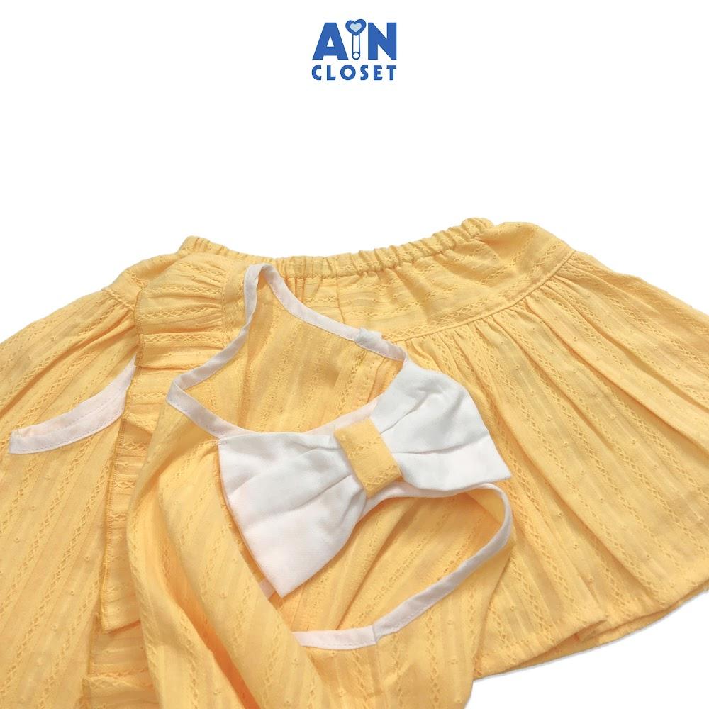 Bộ áo váy ngắn bé gái họa tiết Bèo vàng cotton dệt - AICDBGWIE75K - AIN Closet