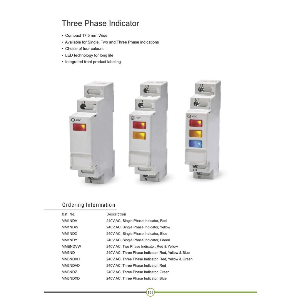 Đèn Led báo 3 pha gắn Din rail