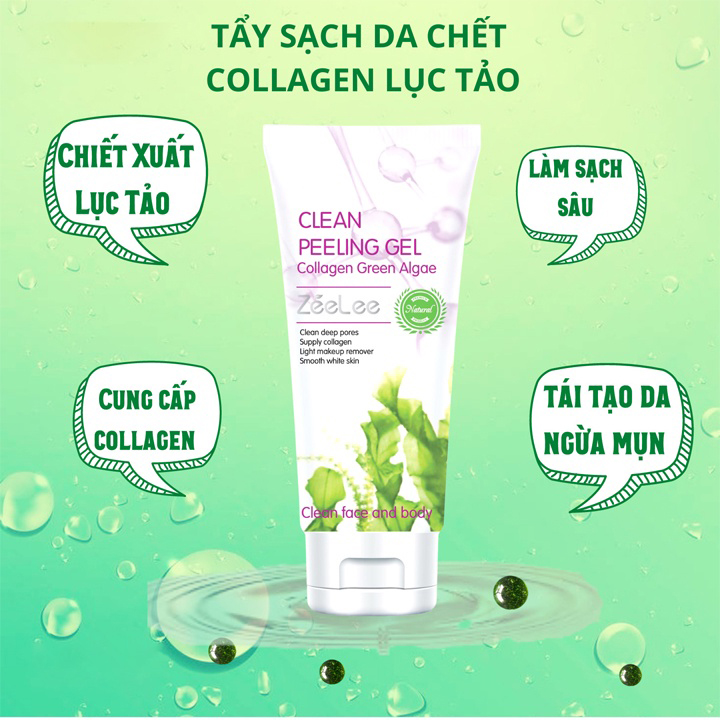 Tẩy Tế Bào Chết Lục Tảo Zeelee Làm Sạch Da Chết Da Trắng Mịn Màng 150ml