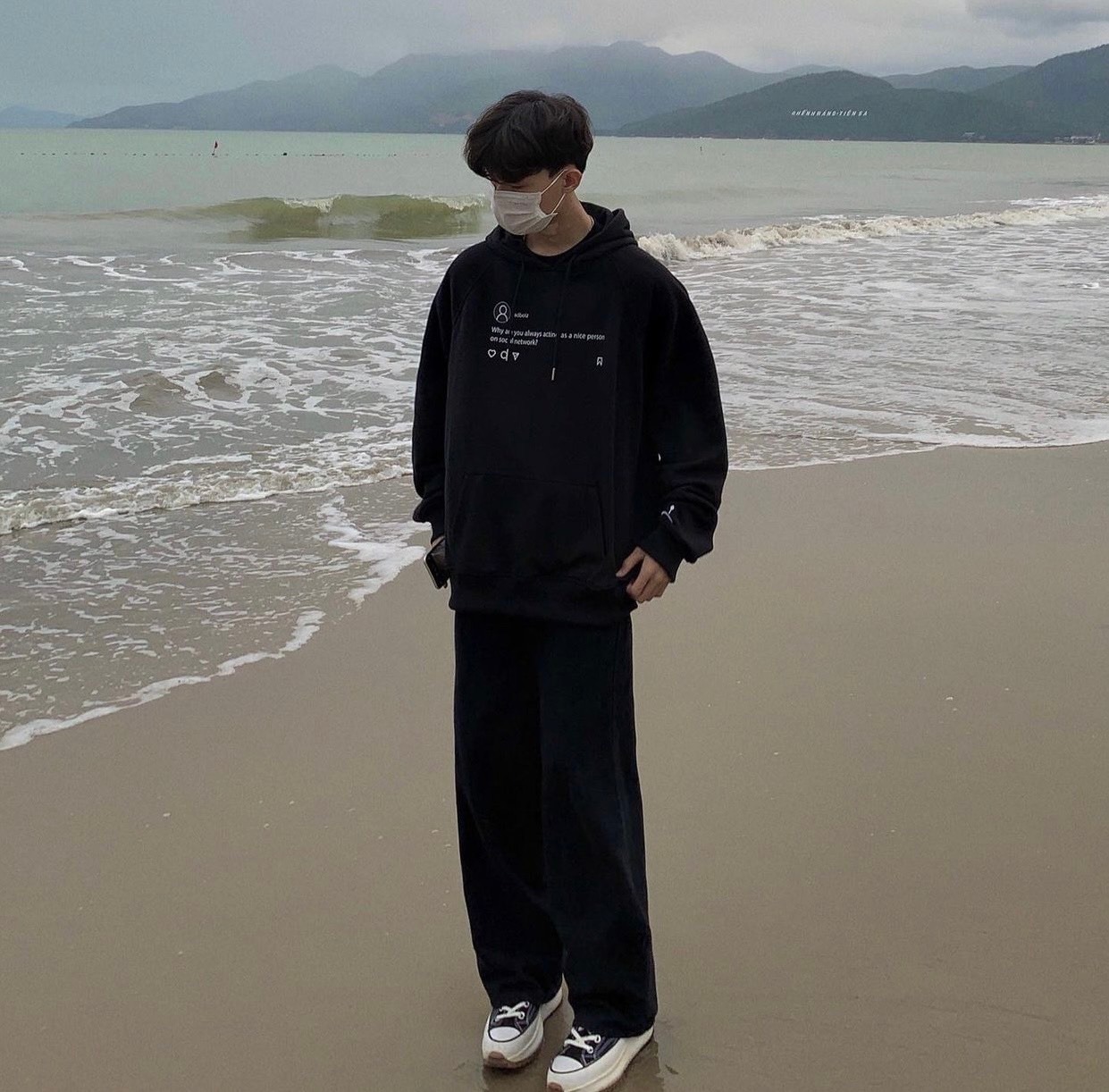 Áo hoodie unisex SADTAGRAM BLACK & GREY Áo khoác nỉ SADTAGRAM BLACK & GREY - Gin Store