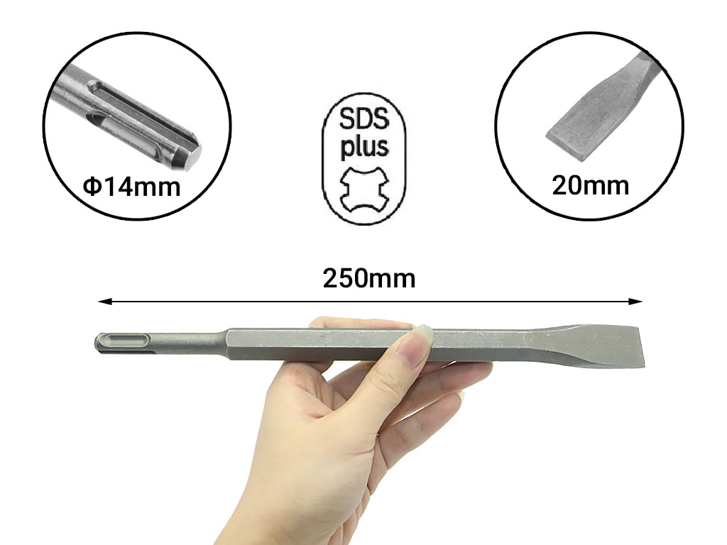 Mũi đục bê tông đầu dẹp rộng 20mm chuôi gài