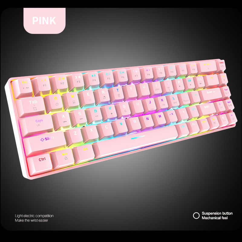 Bàn Phím Cơ Gaming Led RGB T8 Pink mini nhỏ gọn