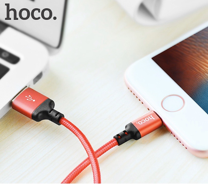 CÁP SẠC DÂY SẠC NHANH DÂY BỌC DÙ HOCO X14 1M  Lightning cho iPhone iPad - HÀNG NHẬP KHẨU