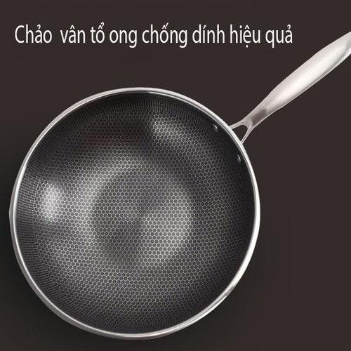 Chảo chống dính 2 mặt inox 304 công nghệ khắc laser tổ ong 32cm sâu lòng trứng