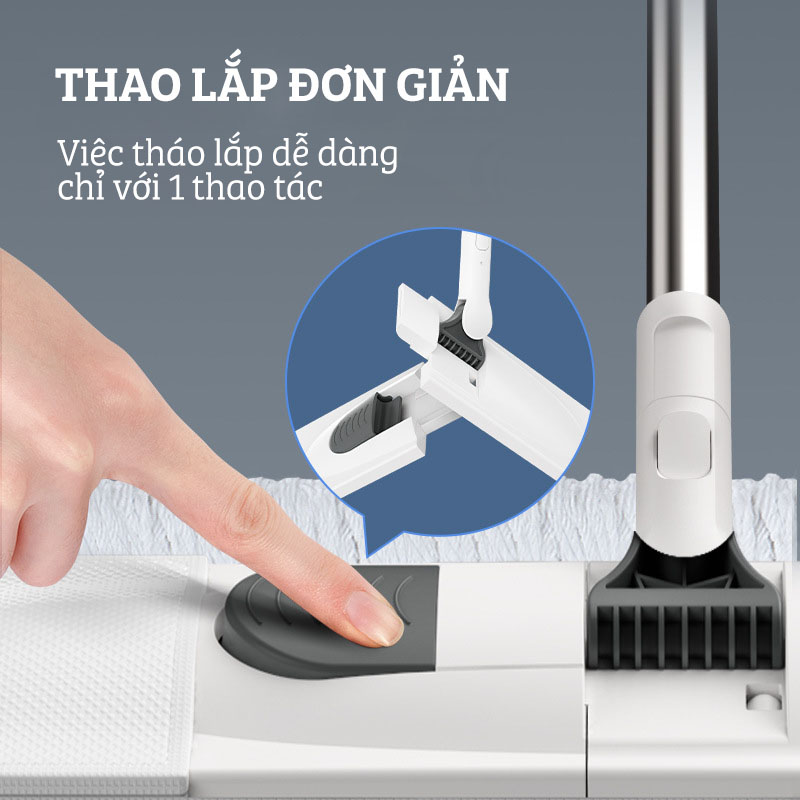 Cây Lau Nhà Tự Vắt Thông Minh Cao Cấp, Chổi Lau Nhà 360 Độ Lau Sạch Vắt Khô DAMAS CT11 - Bông Lau Cotton Giúp Lau Sạch Nhanh Chóng, Khớp Xoay 180 Độ Linh Hoạt - Chiều Dài Lên Tới 75cm , Gấp Gọn Đơn Giản Với 1 Thao Tác, Móc Treo Tường Tiết Kiệm Không Gian