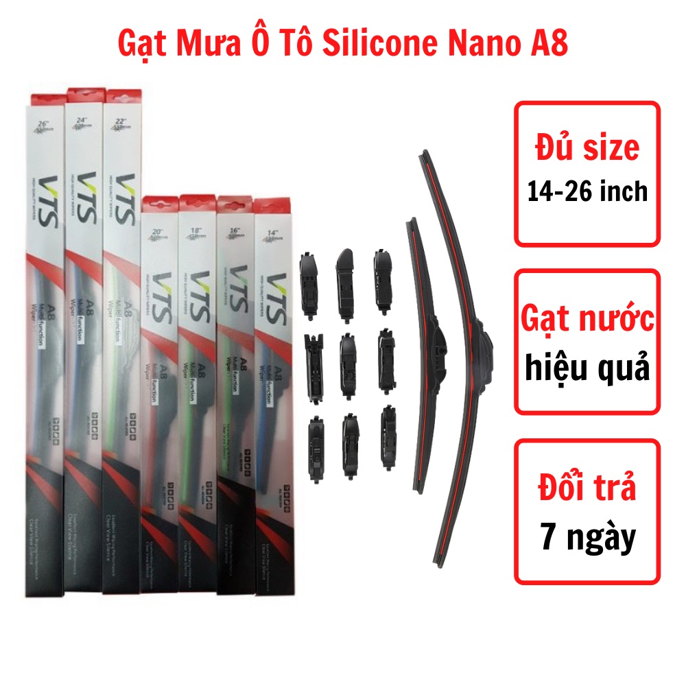 Gạt Mưa Silicone VTS Nano A8 – Cần gạt mưa xe Ford FIESTA, FOCUS - VÀ CÁC XE KHÁC CỦA HÃNG FORD - Hàng nhập khẩu