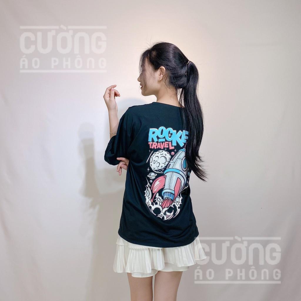 Áo Thun Unisex Mẫu Mới Mix Chữ Rocket Travel