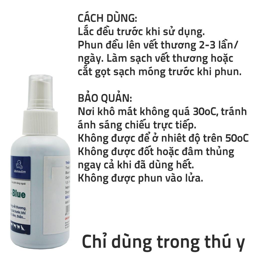 Vemedim Phun xịt sát trùng, trị nhiễm trùng vết thương ngoài da Vime Blue