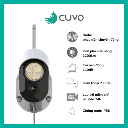 Camera AI đèn an ninh CUVO LA620W - Hàng chính hãng