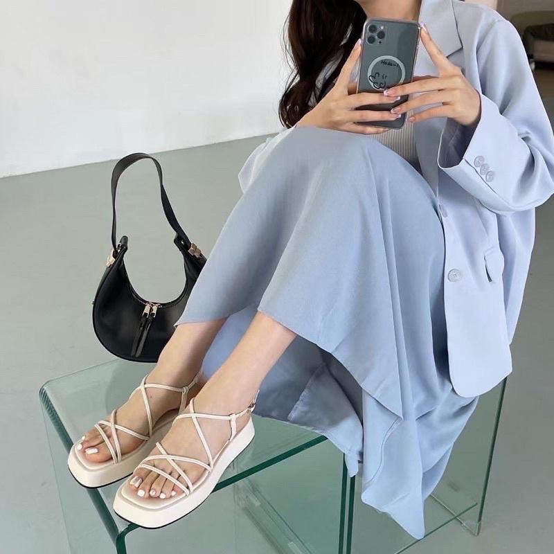 Giày sandal nữ ulzzang đế xuồng trơn 3p dây mảnh đế cao nữ Shoes Paradise SD06