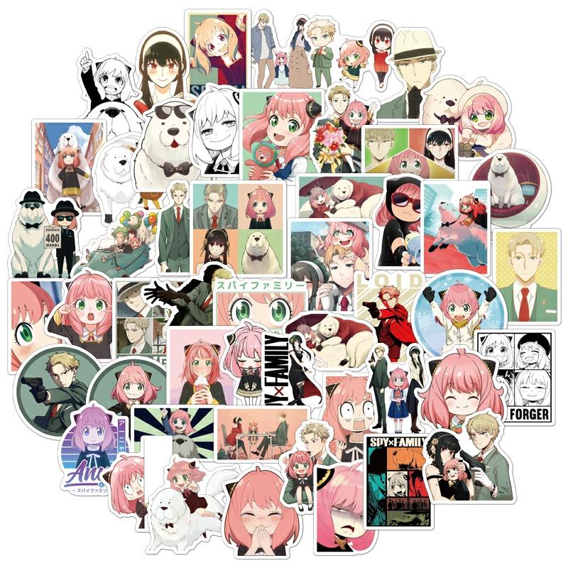 Sticker Anime Spy x Family trang trí mũ bảo hiểm, đàn, guitar, ukulele, điện thoại laptop