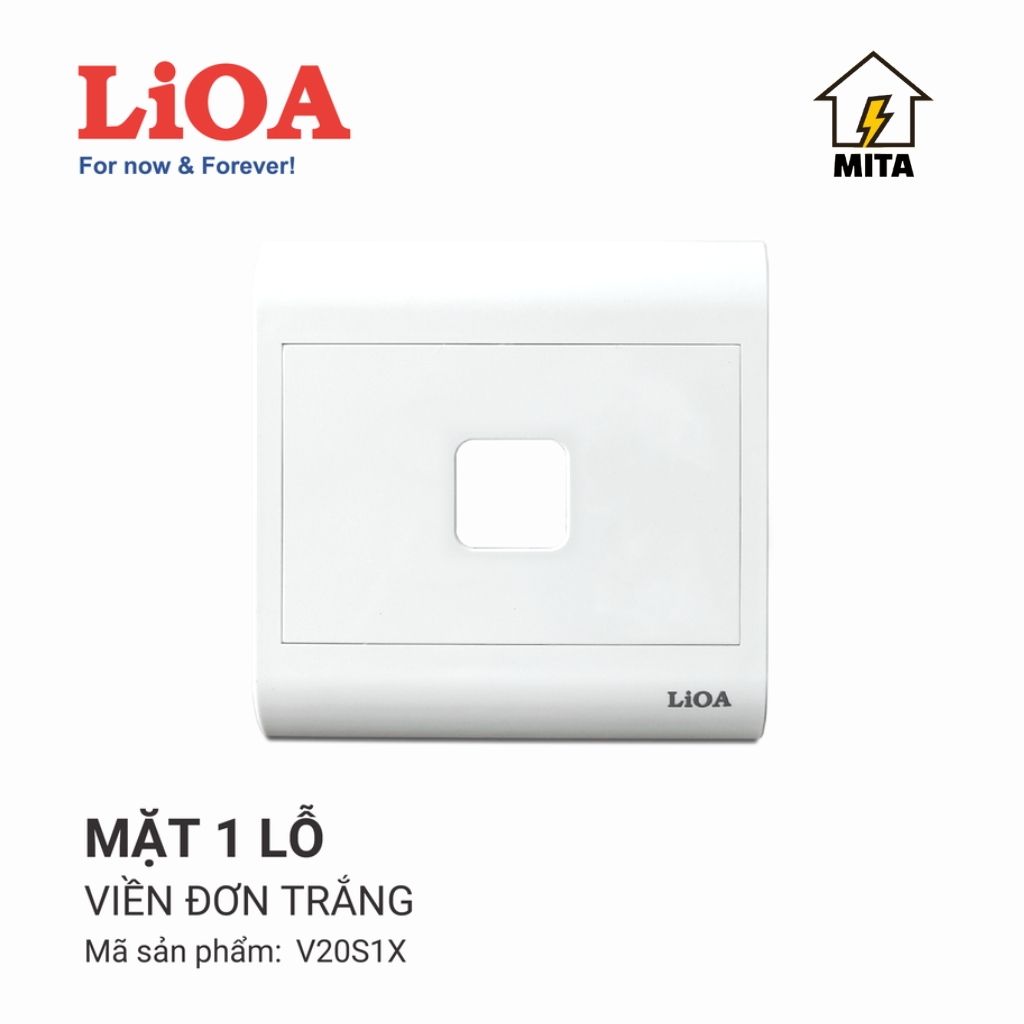 Mặt Hạt Công Tắc LiOA 1 Lỗ, 2 Lỗ, 3 Lỗ, 4 Lỗ, 5 Lỗ, 6 Lỗ Vuông Lắp Âm Tường hoặc Lắp Nổi loại mặt Vuông