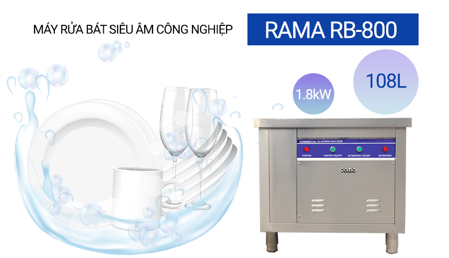 Máy rửa bát sóng siêu âm nhà hàng Rama RB800 dung tích 108L - Hàng chính hãng