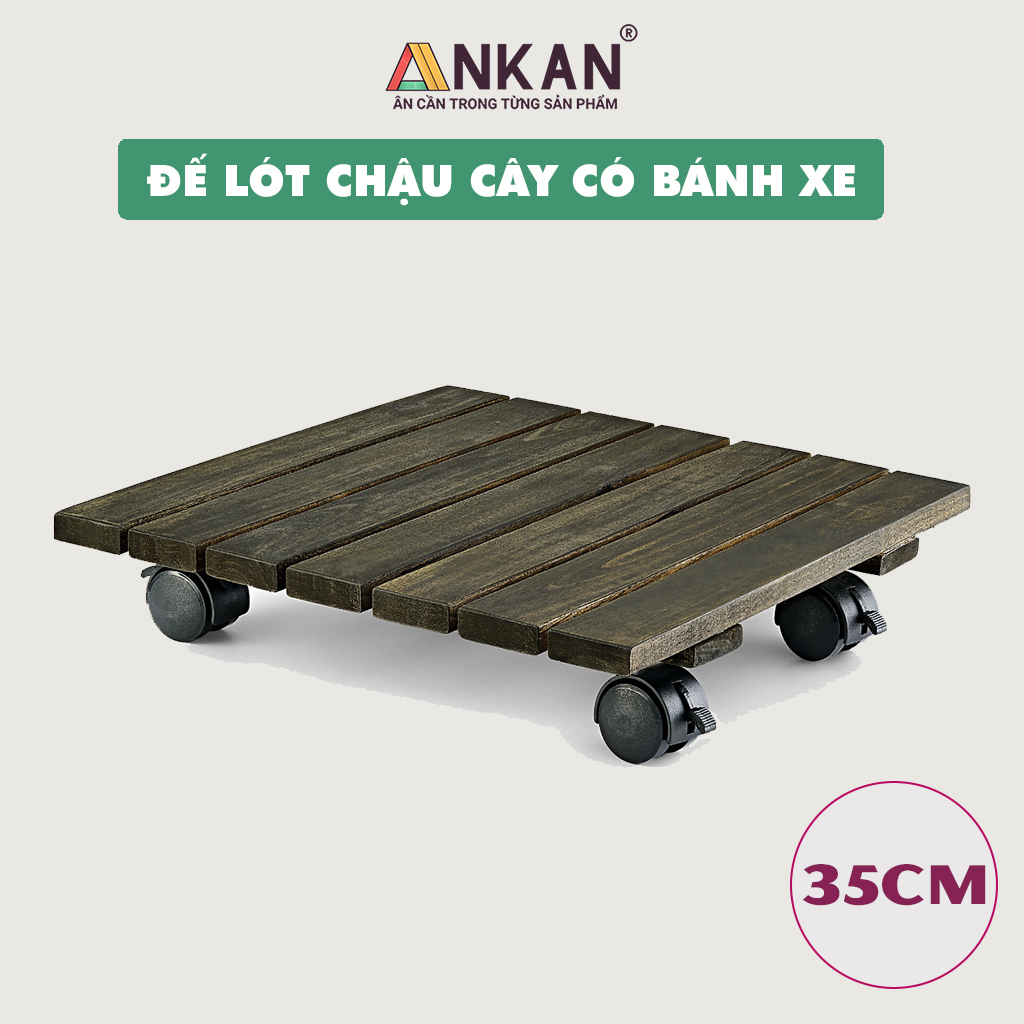 Kệ Để Chậu Cây Có Bánh Xe Cỡ Lớn 35cm Màu Xám Đen Dùng Để Để Chậu Cây - Chậu Hoa Thuận Tiện Di Chuyển