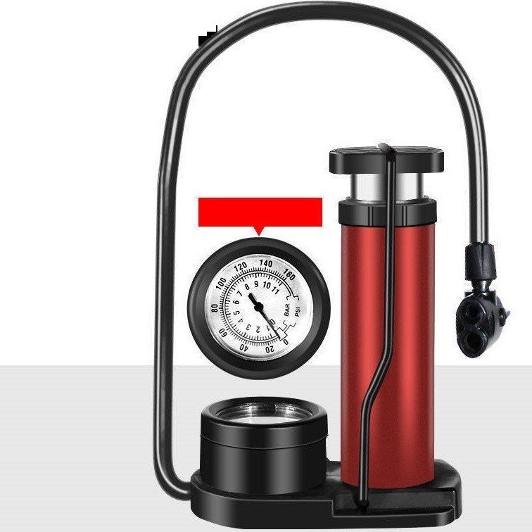 Bơm Xe Chân Đứng Foot Pump Có Đồng Hồ Mặt Tròn Đo Áp Suất