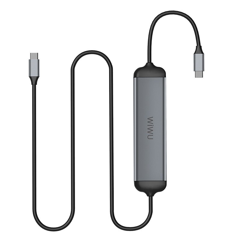 Hub chuyển đa năng WIWU Alpha USB-C A521H 5 in 1 (USB 3.0 + HDMI + SD +TF + PD) - Hàng nhập khẩu