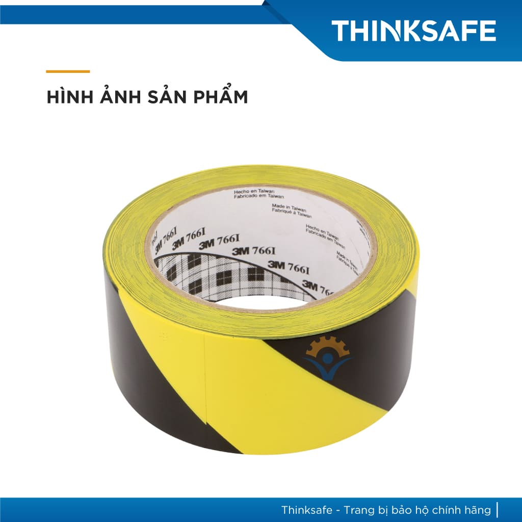 Băng keo cảnh báo dán nền 3M 766 màu vàng sọc đen chuyên dùng dán nền cảnh báo cho nhà xưởng tủ điện