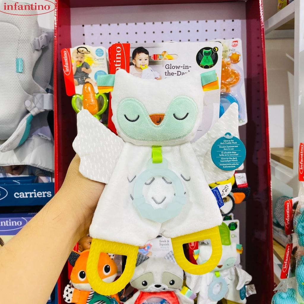 Đồ Chơi Vải Kiêm Gặm Nướu Hình Chú Cú Phát Sáng INFANTINO Glow In The Dark Cuddle &amp; Teether Owl Dành Cho Bé