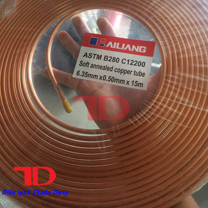 Ống đồng máy lạnh Hailiang 6.35 + 9.52 luồn sẳn gen đôi cách nhiệt DÀY 6 ZEM cuộn 15M