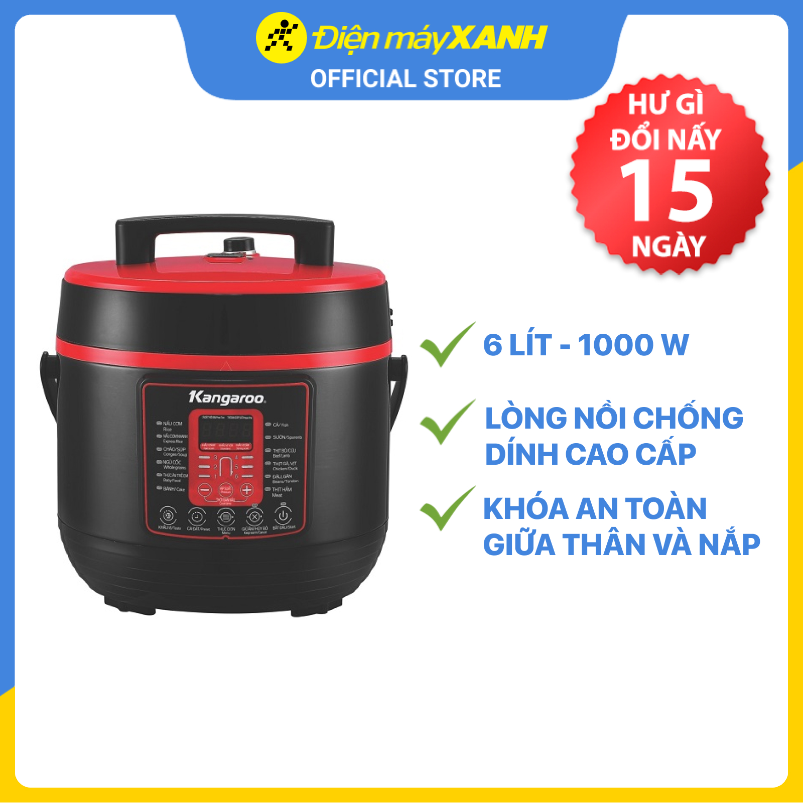 Nồi Áp Suất Điện Kangaroo 6 Lít KG6P2-Hàng chính hãng