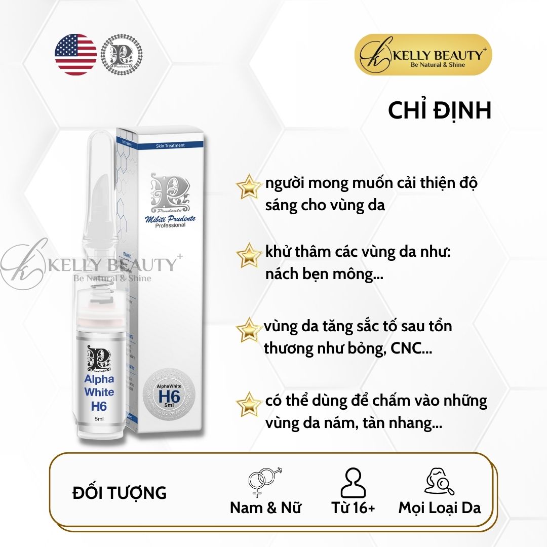 Kem Dưỡng Mibiti Prudente Alphawhite H6 - Cải Thiện Vùng Da Tăng Sắc Tố, Mờ Thâm Sạm Nám - Kelly Beauty