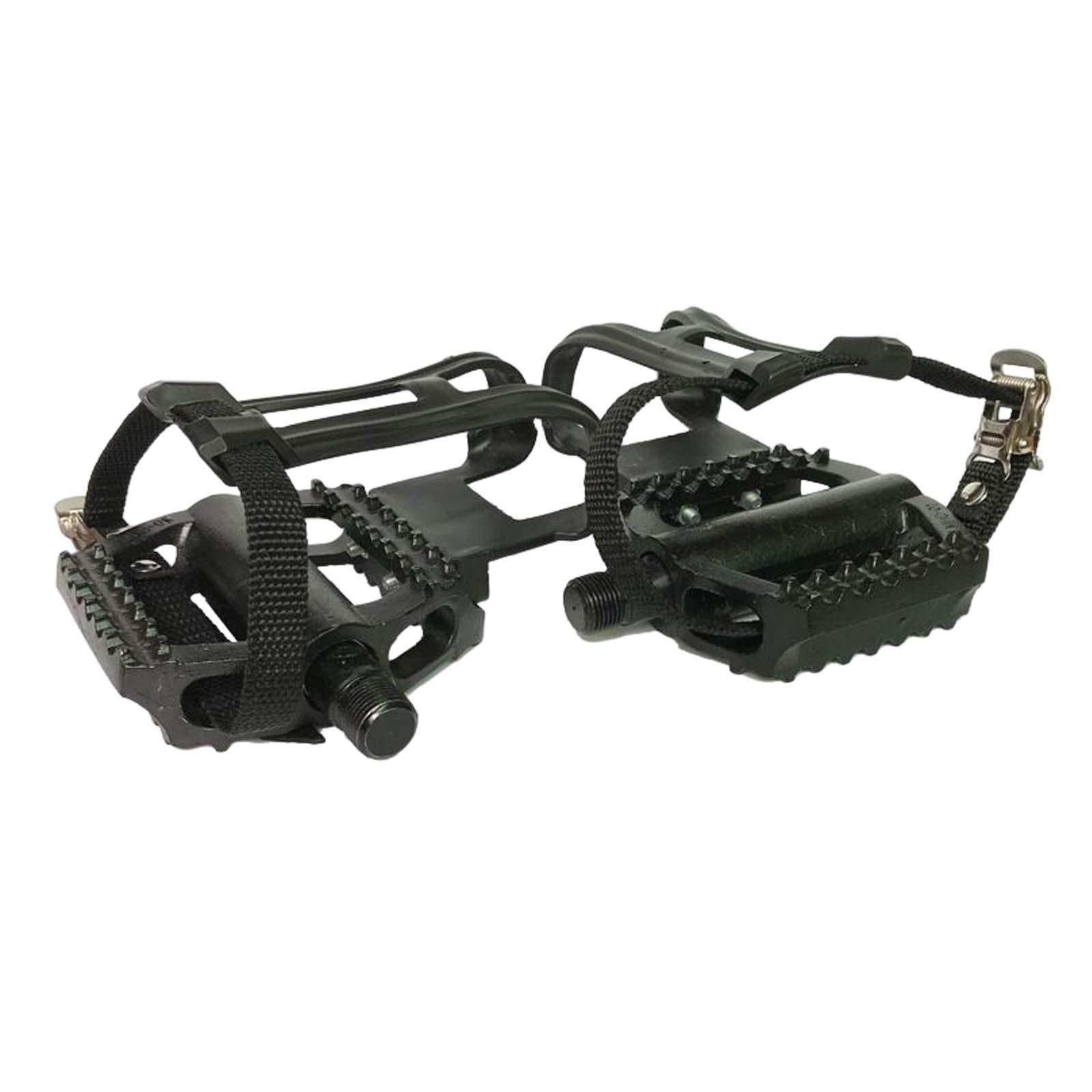 1 Pair Exercise Bike Pedals with Adjustable Straps for Home Gym Stationary