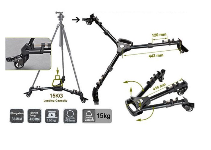 Dolly Tripod bánh xe trượt chân máy Yunteng 900