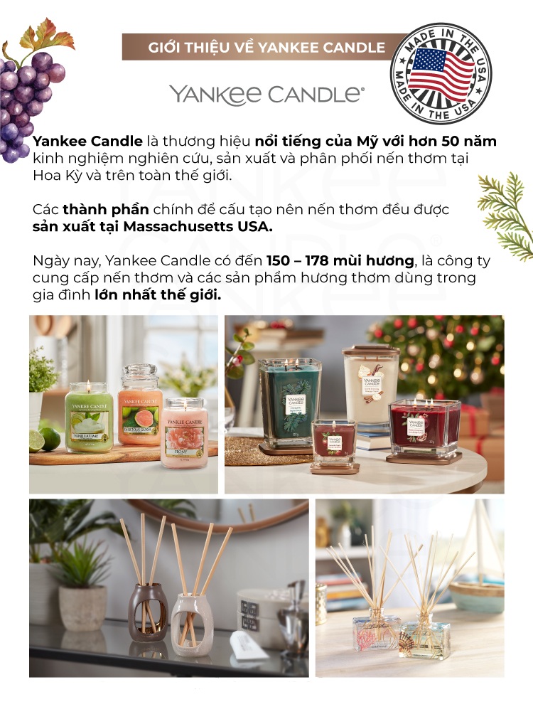 Nến ly vuông Elevation Yankee Candle size S - Jasmine &amp; Pomelo (96g)