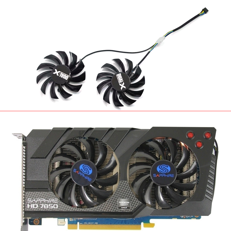 2PCS 75MM FD7010H12S 4PIN Dual-X HD7850 Cooler Fan Replace For Sapphire Dual-X HD7850 1G GDDR5 Sapphire HD 7850 2GB Cards Fans