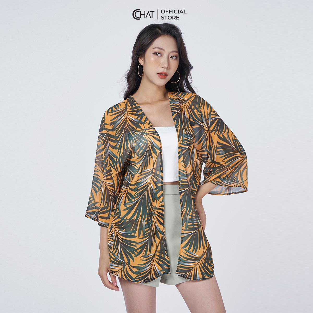 Áo Khoác Nữ CCHAT Kimono Chất Voan Mềm Mại Phong Cách Trẻ Trung Năng Động 92ADV4001ST