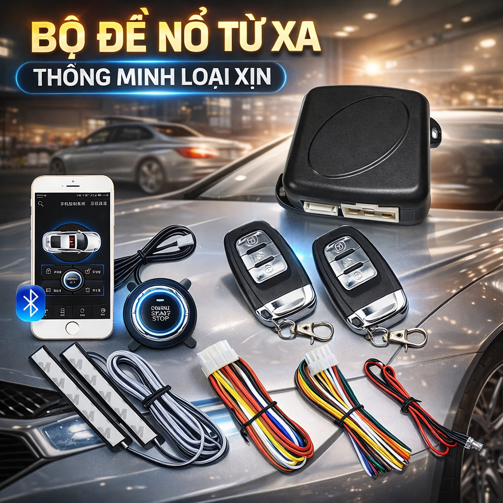 Bộ Đề Nổ Từ Xa Ô Tô Mẫu PKE Loại Xịn – Khởi Động Bằng App, Khóa Mở Cửa Tự Động