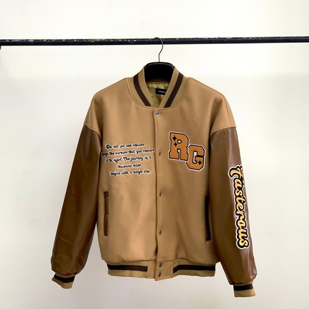 Áo khoác bomber local brand rg butterfly , varsity jacket nam nữ tay da , vasity bóng chày form rộng unisex - Gin store