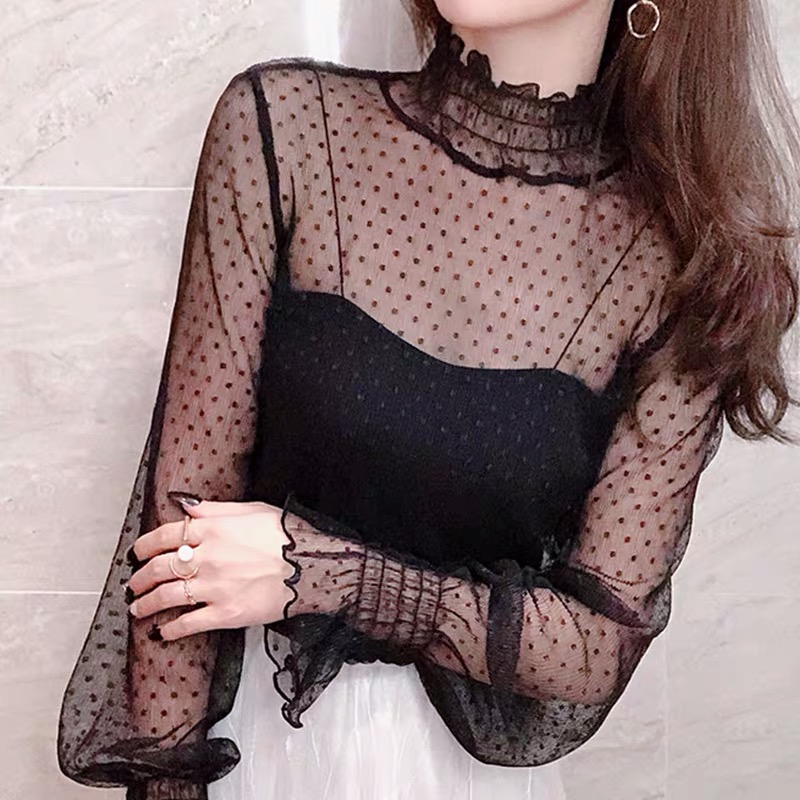 Áo ren mỏng kiểu ulzzang hàn quốc - áo ren mặc trong