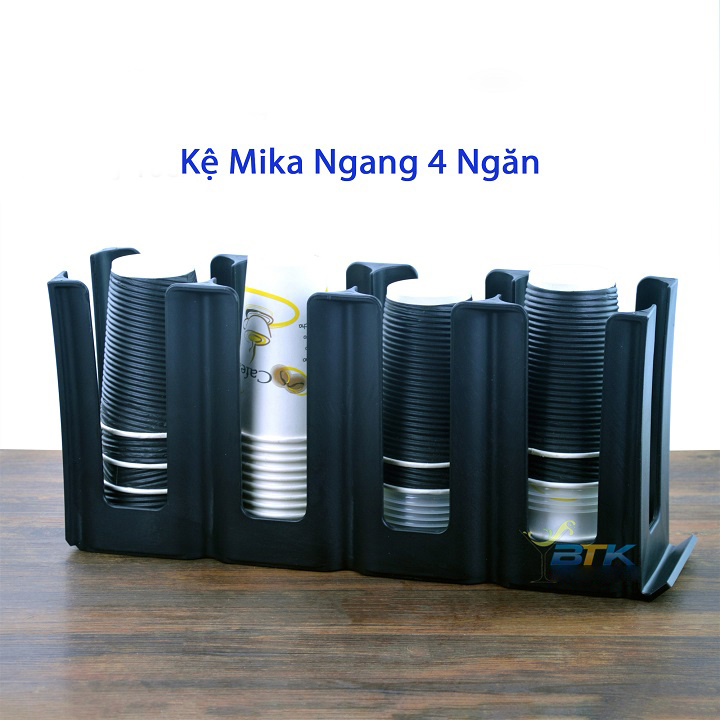 Kệ Úp Ly, Kệ Mika Ngang 4 Ngăn, Kệ Đựng Cốc Mang Đi, Kệ Đựng Hộp Cháo