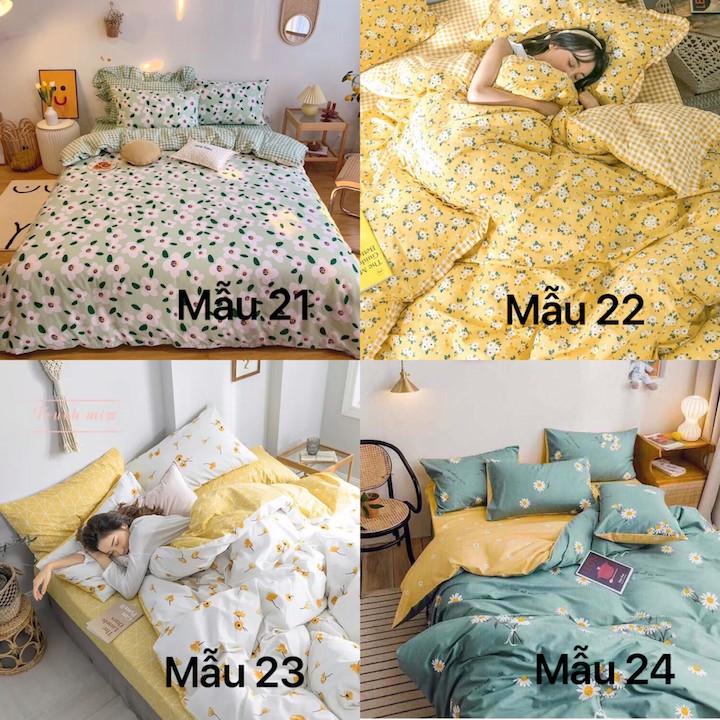 Bộ chăn ga cotton Hàn Quốc hoa nhí phong cách trang nhã, drap giường đẹp