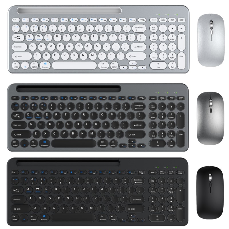 Bộ Bàn phím chuột không dây W709 có khe để điện thoại , máy tính bảng - kết nối bluetooth 5.0 + Usb 2.4g Pin sạc TypeC hàng nhập khẩu