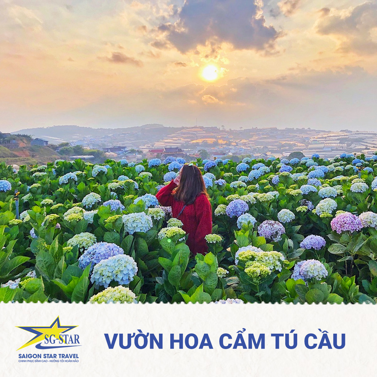 Tour Sài Gòn đi ĐÀ LẠT 3N3Đ - Lang Biang - Vườn Hoa Cẩm Tú Cầu - Nhà Thờ Domain De Marie - Vườn Dâu Tây - Giao Lưu Văn Hóa Cồng Chiêng