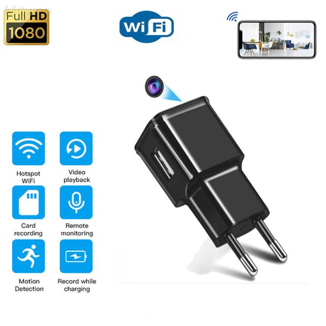 Camera giám sát USB Ổ cắm máy ảnh mini 1080P có Wifi Máy quay phim an ninh hành động Máy ghi hình Di động không dây TF ẩn Màu sắc: Phích cắm EU