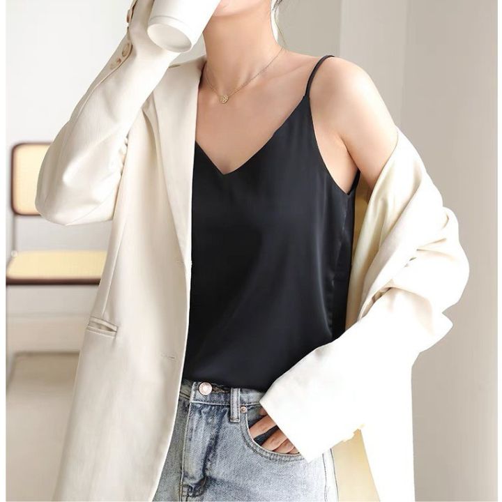 Áo Lụa 2 Dây New Design Kiểu Nữ Nhiều Size, Mặc Mát Trong Vest Blazer Dễ Thương, Chất Satin Trơn Bóng ,Mịn AO0008