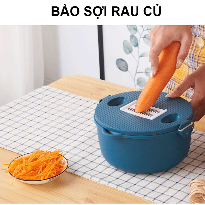 Bộ nạo rau củ quả cao cấp đa năng kèm rổ đựng và chậu 12 chi tiết cực kỳ tiện lợi