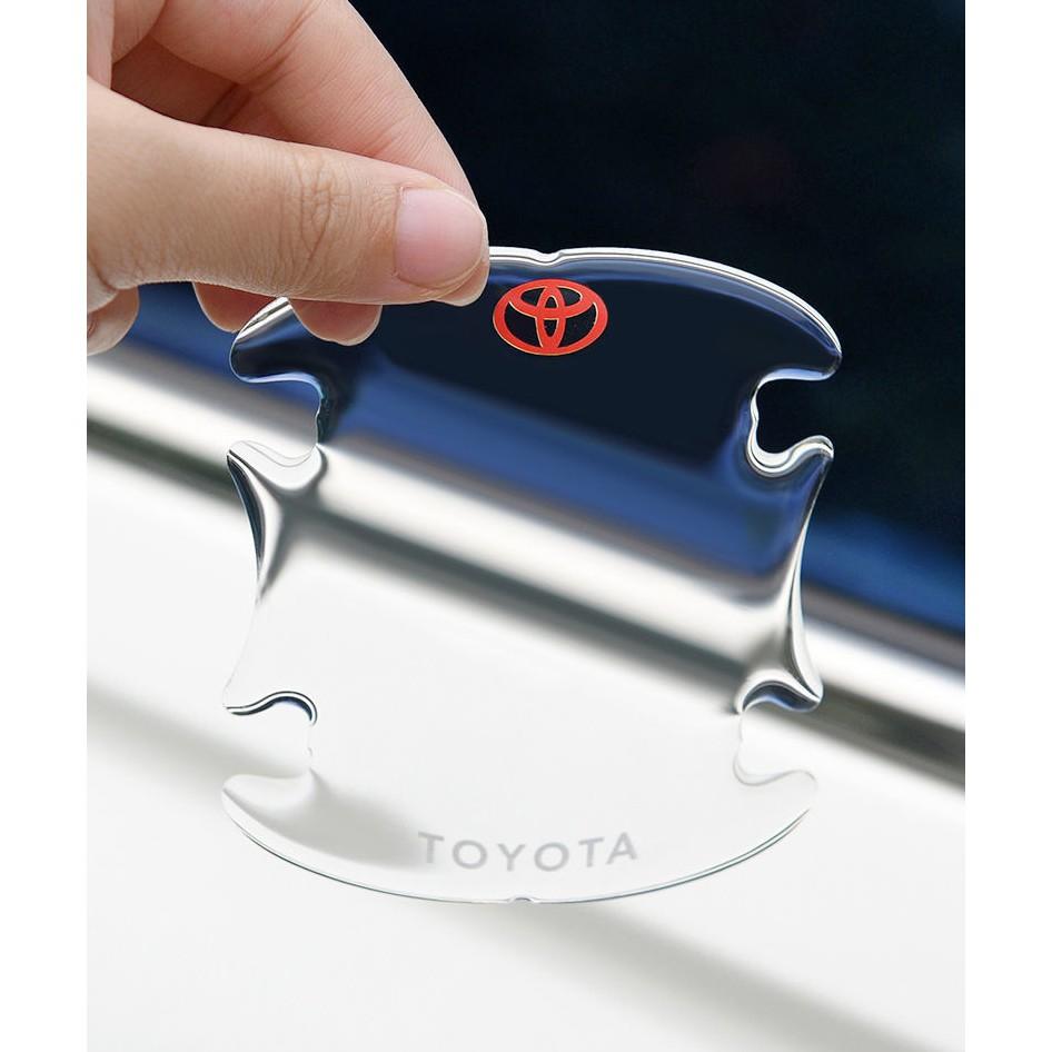 Bộ 10 miếng dán chống xước hõm cửa xe toyota silicon cao cấp , miếng dán cửa xe, ốp lõm tay nắm in logo