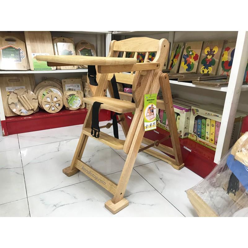 Ghế ăn bột cao cấp cho bé bằng gỗ tự nhiên có đai an toàn và tăng giảm chiều cao dễ dàng 3 nấc  | Ghế ăn chịu lực cao