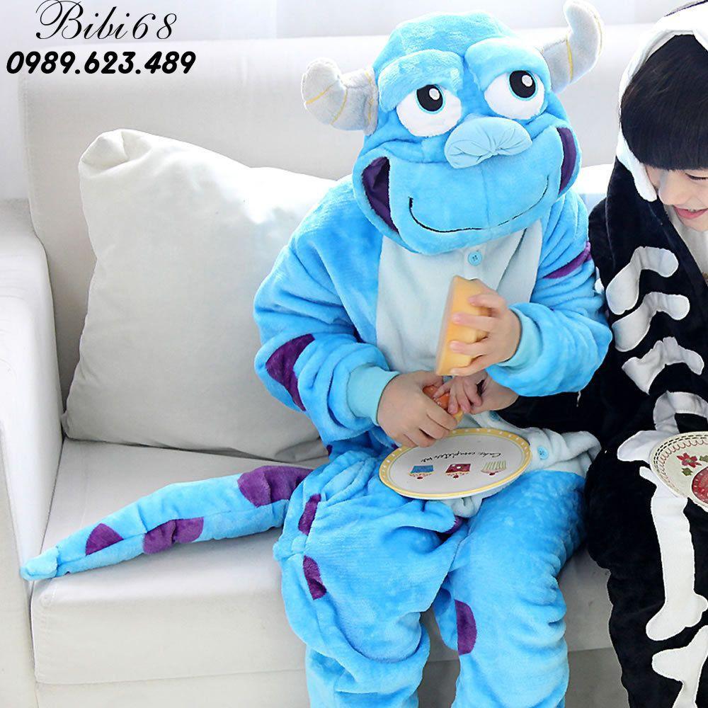 Bộ Đồ hình thú lừa xanh liền thân lông mịn Pijama dành Cho Người Lớn và Trẻ Em Hoạt Hình Cosplay