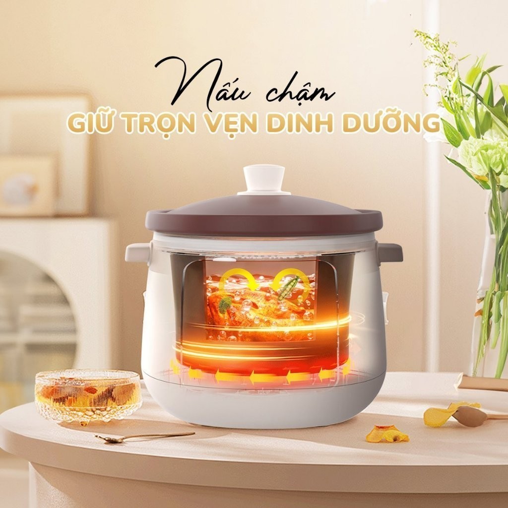 Nồi kho hầm đa năng UNIE USC308, lòng nồi gốm tử sa cao cấp, dung tích 3L, 8 chức năng nấu đa năng, bảo hành 12 Tháng - hàng chính hãng