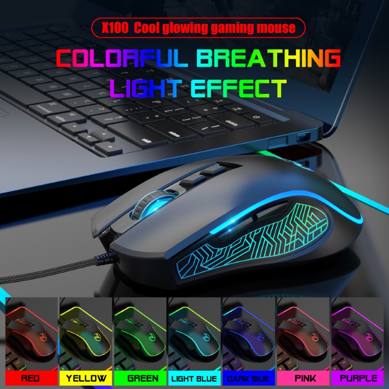 Chuột LED RGB 3600 DPI Gaming Mouse HXSJ X100 - hàng nhập khẩu