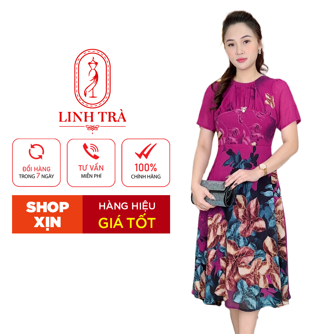 Đầm Trung Niên [ Linh Trà ] (TM 971) Bigsize Màu Sắc Trẻ Trung Tươi Sáng Họa Tiết Sang Trọng Đi Làm Đi Tiệc Cho Bà Cho Mẹ