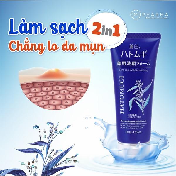 Sữa rửa mặt trắng da Hatomugi Cleansing Foam hạt Ý Dĩ