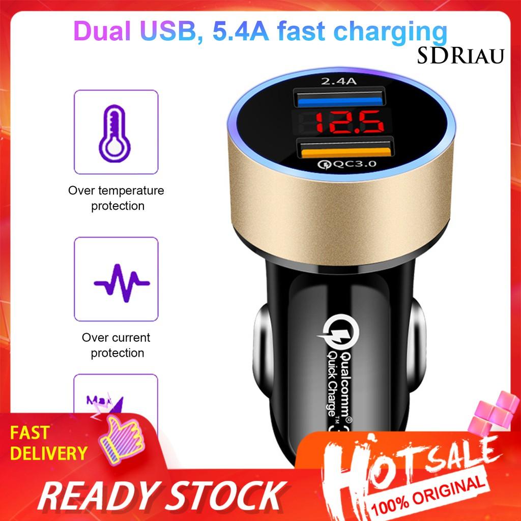 Củ Sạc Trên Xe Hơi 5vqc3.0 + 2.4a Với Hai Cổng Usb